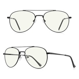 RB.Pilot - anteojos de lectura de aviador de luz azul para hombres y mujeres, marco de metal para computadora, Black Frame Black Bridge, Lens Widthe:54 Milimeters