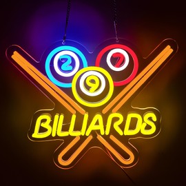 Blecode Billiards Neon Sign for Wall Decor Bright Led Neon Light for Business Sign Billiards Led Lights for Billiards Lover Present Gym Bar Snooker Club Billiards Room Man Cave Size 13.8*11.4in(XD351)