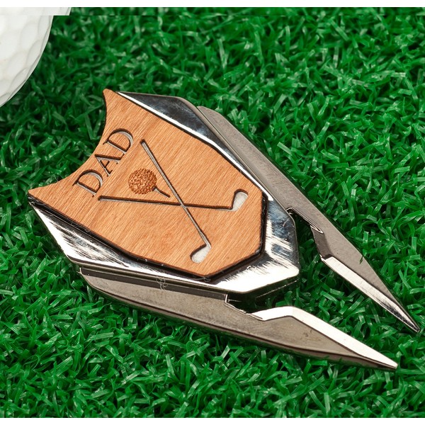 The Quintessential Hostess DAD Engraved Golf Divot Tool and Ball Marker (Cherry)