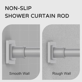 UIOSANRT Silver Shower Curtain Rod 31-79 Inches Non-Slip Shower Rod Tension Mounted No Drill Shower Curtain Rods Spring Tension Rod Adjustable Tension Curtain Rod for Windows Bathroom