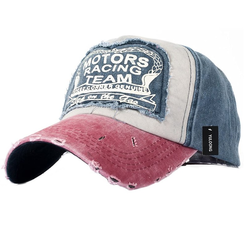 [YULOONG] 100% Cotton Retro Washed Denim Baseball Cap, Adjustable, Unisex,