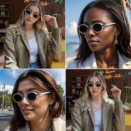 Bsreyeop Vintage Steampunk Ovel Sunglasses for Women Men Fashion Semi-Metal Frame Hip-hop punk Glasses UV400 (Gold/Grey F4)