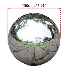 OZXNO 5.9 Inch/150mm Stainless Steel Hollow Ball Smooth Gazing Mirror Ball for Decorating Home and Garden