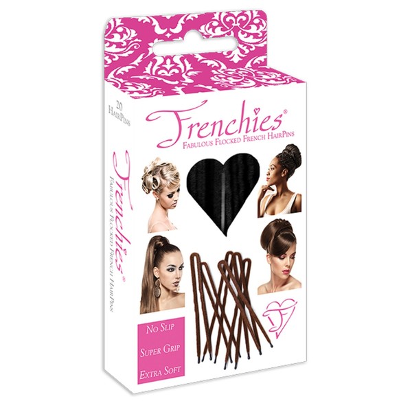 Frenchies Ultra Flocked Extra Soft French Twist Hair Pins: The French Hair Pins for Buns, Wedding Updo Hairstyles, Hair Extensions + Wigs, 20 Count, Black