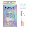 NGMATY Colorful Gradient Press on Nails Medium Square - Glossy
