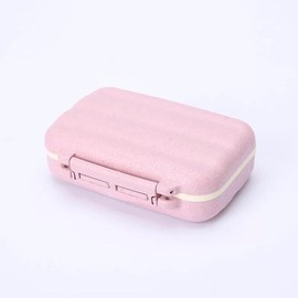 1 Pcs Travel Pill Box Waterproof Natural Grain Fiber Natural Pill Case for 8 Compartments to Hold Vitamins Medication