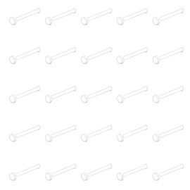 VCMART 22G Clear Nose Studs Retainers Bioflex Hide Piercing for Work School Flat Top 0.6mm Nose Bar