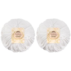 JubileeYarn Bamboo Cotton Chunky Yarn - 100g/Ball - Cotton White - 2 Balls