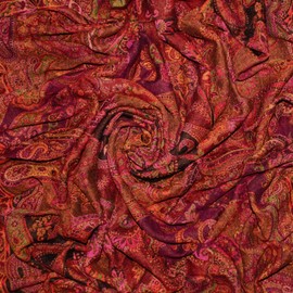 Lorenzo Cana 96120 Elaborate Jacquard Woven Paisley Pattern Fluffy Soft Blanket 100% Wool Blanket Sofa Blanket Red in Exotic Elegance