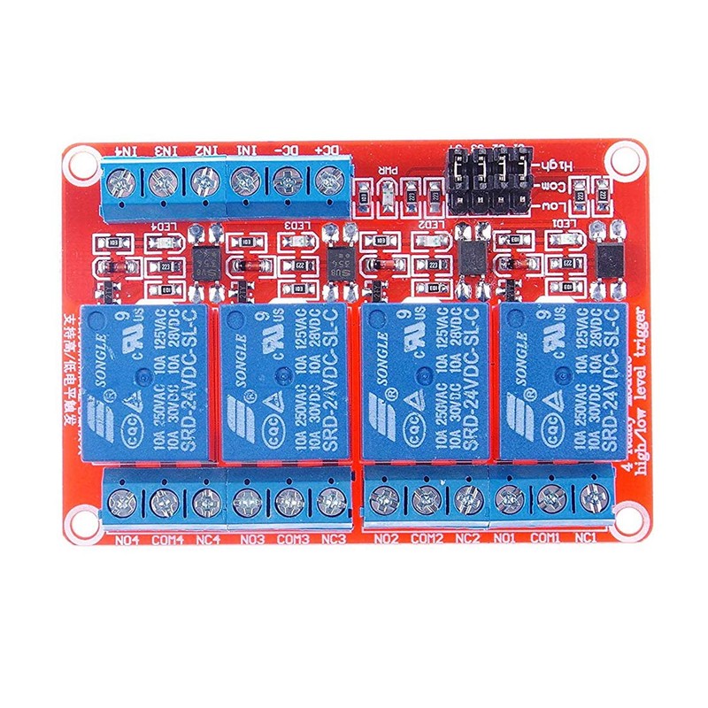 Hailege 2pcs 24V 4 Channel Relay Module OPTO Insulated Support