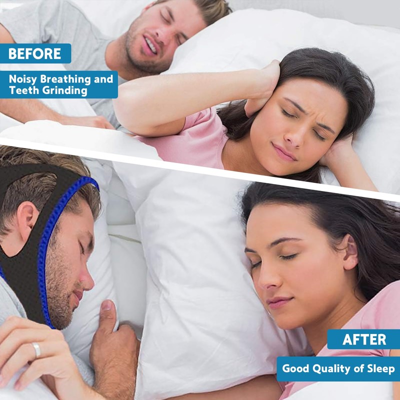 2Pcs Anti Snoring Chin Straps for Sleeping with 1pc Earplugs