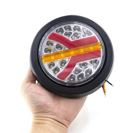 ZENWORYS 2Pcs 12V 24V LED Round Car Rear Tail Light Brake Stop Side Marker Turn Warning Indicator Lamp Truck Trailer ATV RV Bus