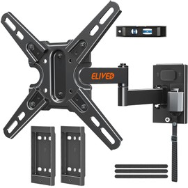 ELIVED Lockable RV TV Mount for Most 13-43 Inch TVs, RV TV Wall Mount Swivel and Tilt for Camper Trailer Motorhome, Detachable TV Bracket with Double Wall Plates, Max VESA 200x200mm, up to 22LBS