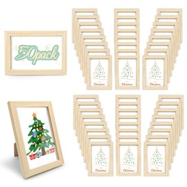YOUKE OLA Set of 50 Picture Frame Bulk Photo Frames with Mat Wall Mounting Simple Photo Frames Multi Picture Frames for Wall or Tabletop, 4X6 Inch Natural