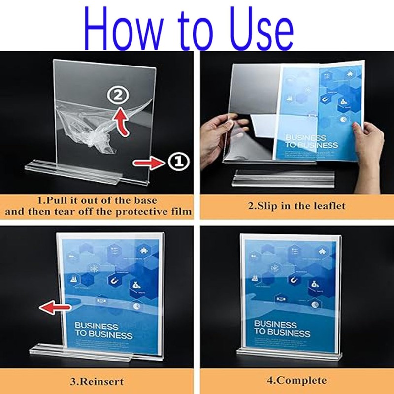 5Pack Acrylic Sign Holder,5.9 x8.2Inch Clear Display Sign Stand,Vertical Double-Sided