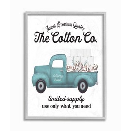 Stupell Industries Toilet Paper Family Bathroom Sign Premium Cotton Truck, Designed by Lettered and Lined Wall Art, 11 x 14, Grey Framed