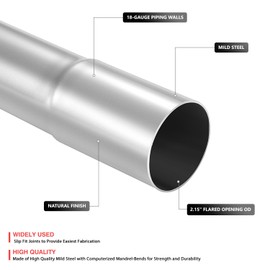 DNA MOTORING 2 Inches Mild Steel DIY Custom Exhaust Tubing 180 Degree U-Bend, Universal Fit, ZTL-PP-20-180-RAW