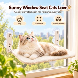 Cat Window Hammock for Indoor Cats – Removable Washable Bed with Suction Cups for Window Lounging and Sunbathing