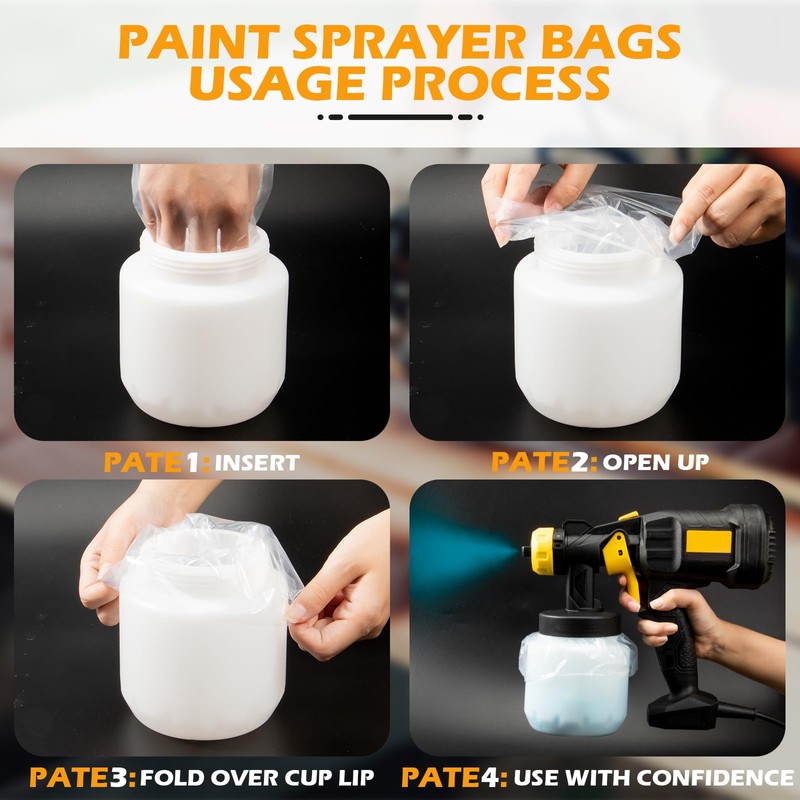 WrosKay 50Pcs Paint Sprayer Cup Liners,7.8‘’ X 11.8‘’ Paint Sprayer
