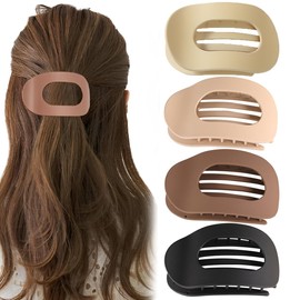 NHQZ Women's Hair Clips, 4 Colours, French Hair Clip, Non-Slip Large Flat Hair Clips & Flat Claw Clip, French Matt, Elegant for Everyday, Sports, Driving