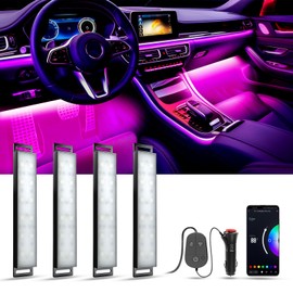 YiLaie Car Lights Interior, Smart Interior Car Lights with App Control, Under Dash Footwell Neon Internal Lighting Kit Multicolor, Cigarette Lighter DC 12V for Car Accessories