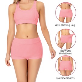 Migbean Women's Cotton Boxer Briefs Underwear Boy Shorts Underwear Lightweight High Waist Panties 5 Pack Multicolor