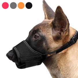 HEELE Dog Muzzle,Soft Nylon Muzzle Anti Biting Barking Chewing,Air Mesh Breathable Drinkable Adjustable Loop Pets Muzzle for Small Medium Large Dogs 4 Colors 4 Sizes (Black, S)