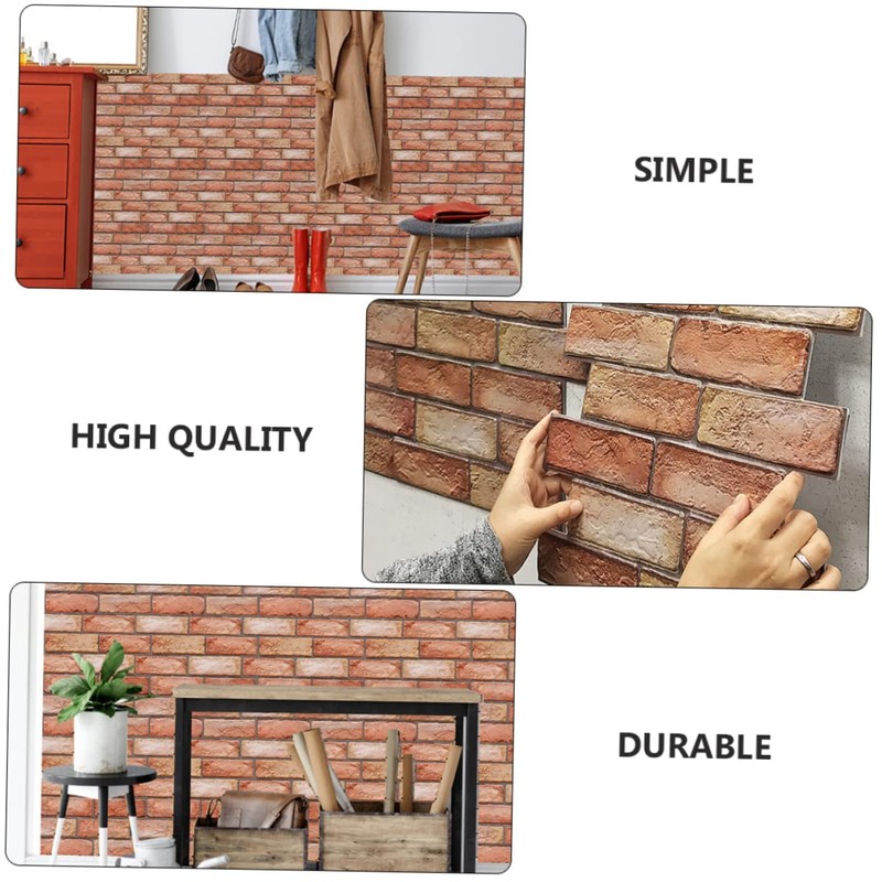 Operitacx 4pcs Brick Pattern Wall Decals Peel and Stick Wall