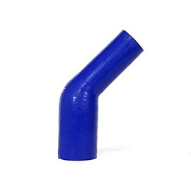 HPS HTSER45-125-200-BLUE Silicone High Temperature 4-ply Reinforced 45 degree Elbow Reducer Coupler Hose, 75 PSI Maximum Pressure, 4" Leg Length on Each Side, 1.25" > 2" ID, Blue
