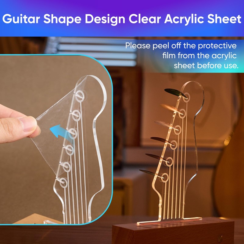 Light Up Guitar Pick Holder: Rechargeable Picks Display Case with