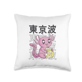 TOKYO WAVES Japanese Axolotl Banana Milk Kawaii Aesthetic Anime Throw Pillow, 16x16, Multicolor