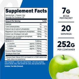 Nutricost BCAA+ Hydration Green Apple Flavored (20 Stickpacks) - Branched Chain Amino Acids with Hydration Complex - Gluten-Free, Non-GMO