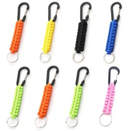 Paracord Schlüsselanhänger mit Karabiner, 8 Stück robuste Militär-Überlebens-Paracord-Schlüsselanhänger für Herren Damen Camping Wandern im Freien