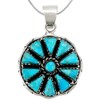 Turquoise Pendant Necklace 20" Sterling Silver 925 Genuine Gemstones (Turquoise)