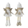 Set of 2 Standing White Angels with Winter / Christmas