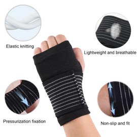 Yoezuo Elastische Handgelenkbandage Handbandage, (1 Paar) Karpaltunnel Handgelenkstütze mit Klettverschluss Entlastung für Verstauchungen, RSI, Sehnenscheidenentzündungen (Schwarz)