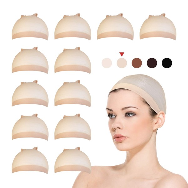 12 unidades. STUDIO LIMITED - Gorro de peluca ultra fino y extensible, cada paquete contiene 2 gorras de peluca, 6 unidades (beige natural)