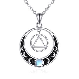 VENACOLY AA Gift Necklace 925 Sterling Silver Alcoholics Anonymous Restoration Symbol Necklace Crescent Moon AA Sobriety Jewellery for Women, Sterling Silver