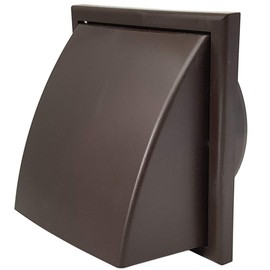 Kair Brown Cowled Outlet Grille 183mm External Dimension Wall Vent with 150mm - 6 inch Round Rear Spigot and Wind Baffle Backdraught Shutter