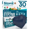 30 FFP2 Masks, CE Certified, Blue with Black Rubber Bands,
