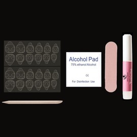 Press-On Manicure, Nail Kit, Short Press-On Nails, Includes Alcohol Pad, Mini File, Cuticle Stick, Nail Glue and 24 Fake Nails