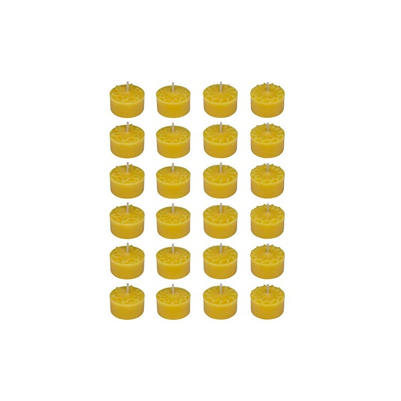 24 Tea Lights Flower Motif Made from 100% Pure Beeswax