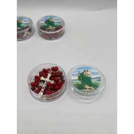 essence 3 Pieces Essence of Rose St. Jude Baptism Party Favors Scented Red Rosaries 19''