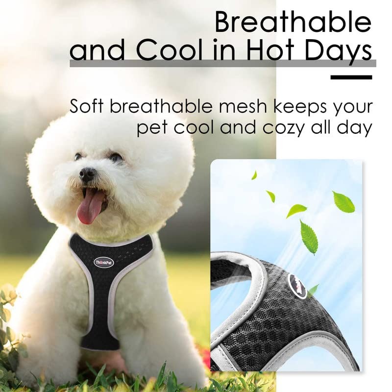 ThinkPet Arnés de ventilación reflectante transpirable suave sin tirones para