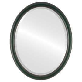OVALCREST Oval Wooden Beveled Wall Mirror for Home Decor, Bathroom, Vanity, Bedroom, Living Room, Hallway - Hunter Green - 14x18 Outside Dimensions