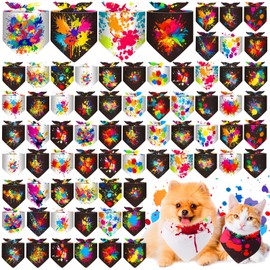 Reginary 72 Packs Dog Bandanas Pet Bandanas Triangle Scarf Bibs Dog Bibs Adjustable Dog Bandana for Pet Costume Accessories (Ink Splash Pattern)