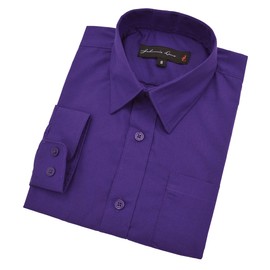 Big Boy's Long Sleeves Solid Dress Shirt #JL32 (14, Purple)