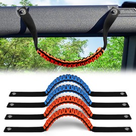 Ainiv 4 Pack Roll Bar Grab Handles for Ford Bronco 2021 2022, Premium Paracord Grips Handle for Ford Bronco Accessories 2021 2022 - Orange and Blue