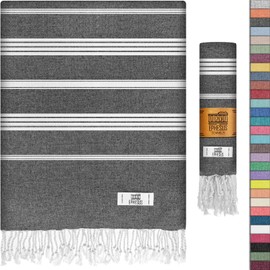 EPHESUS Towels Turkish Beach Towel - 38x70 inch Oversized - Sultan Design - Turkish Towel for Beach Pool, Yoga - Prewashed, Lightweight, Quick Dry (Charcoal, Pack of 1)