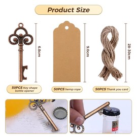 50 Abridor de Botellas para Llaves de Boda, con Etiqueta y Cordel, Estilo Vintage, para Fiestas de Novia, Abridor de Botellas para Invitados, Recuerdos de Boda de Compromiso
